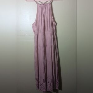 Adyson parker dusty pink halter spaghetti strap long dress. Size large. Spring